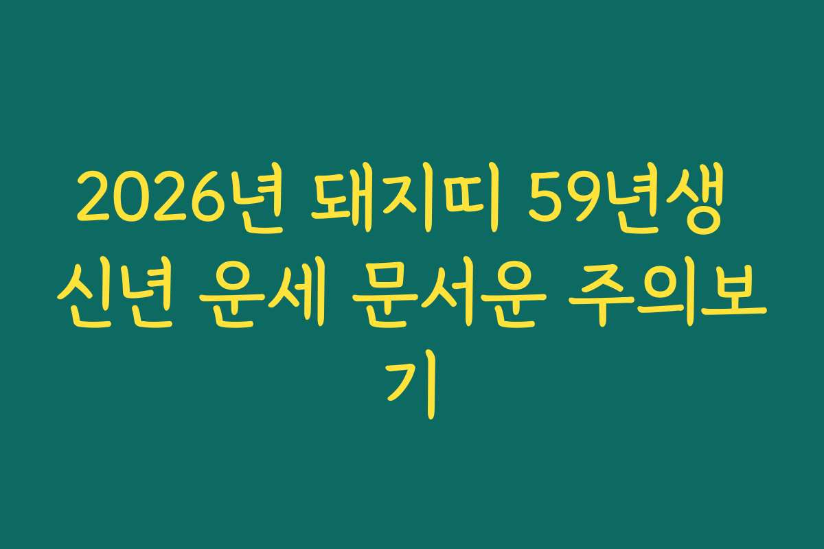 2026년 돼지띠 59년생 신년 운세 문서운 주의보기