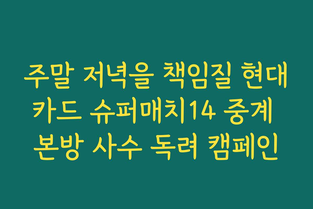 주말 저녁을 책임질 현대카드 슈퍼매치14 중계 본방 사수 독려 캠페인