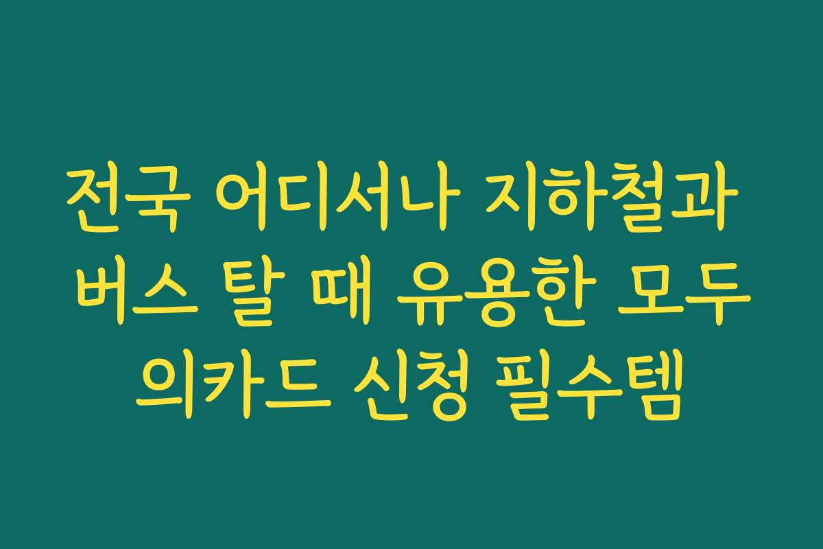 전국 어디서나 지하철과 버스 탈 때 유용한 모두의카드 신청 필수템