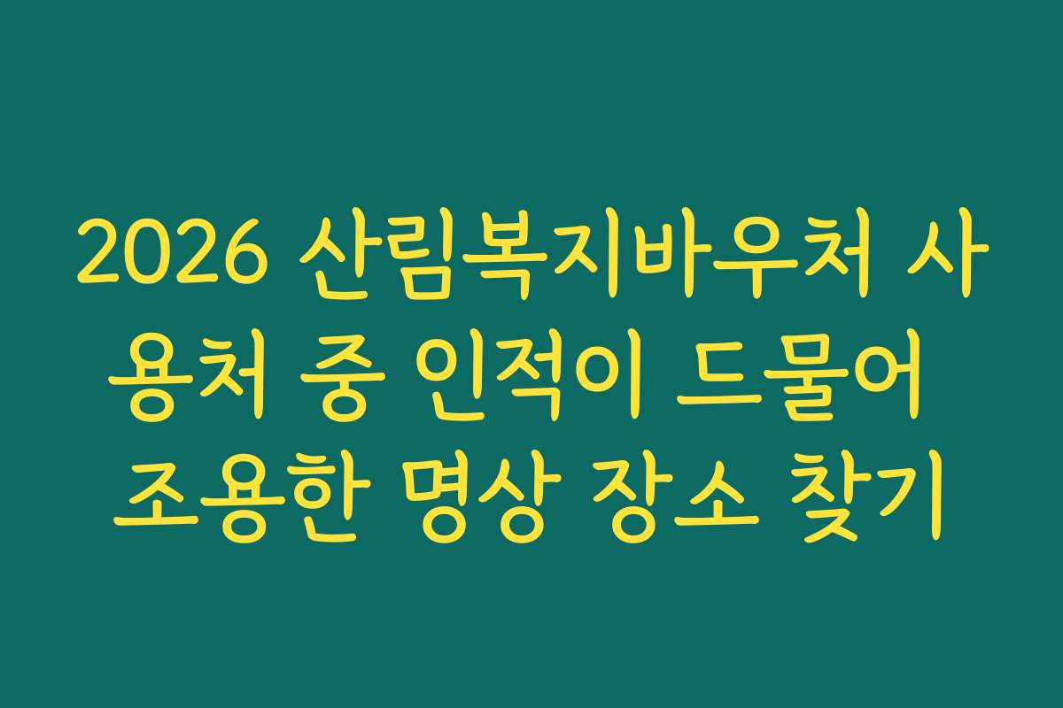 2026 산림복지바우처 사용처 중 인적이 드물어 조용한 명상 장소 찾기