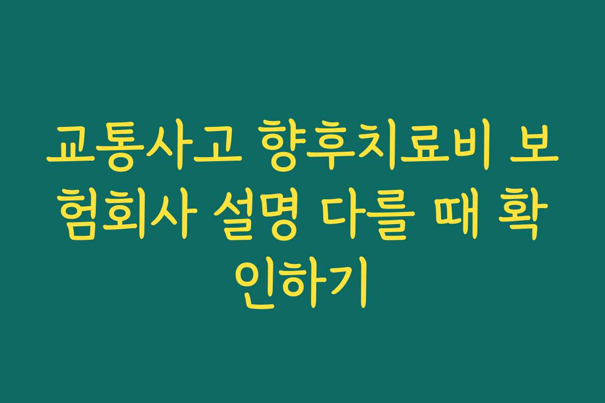 교통사고 향후치료비 보험회사 설명 다를 때 확인하기