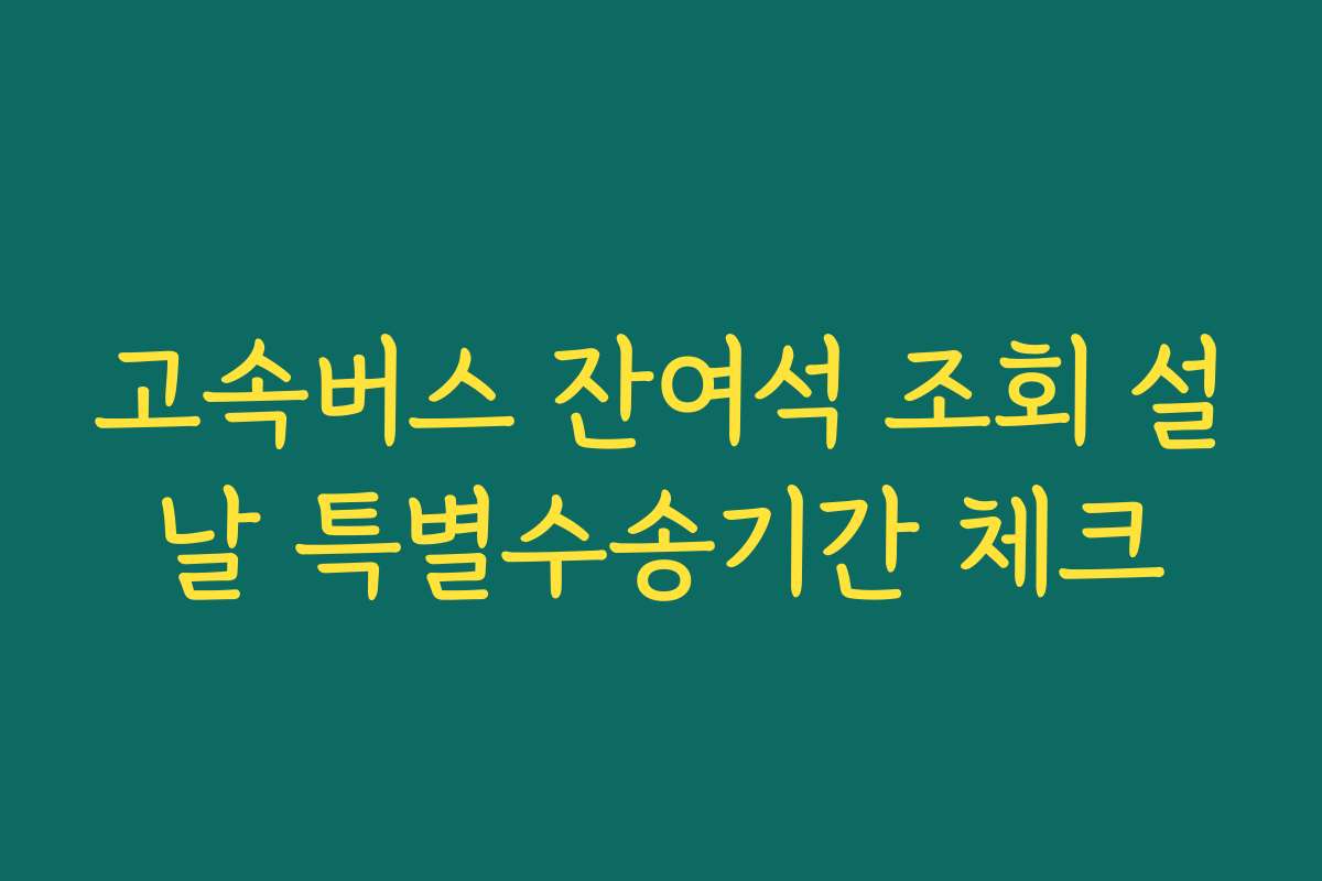 고속버스 잔여석 조회 설날 특별수송기간 체크
