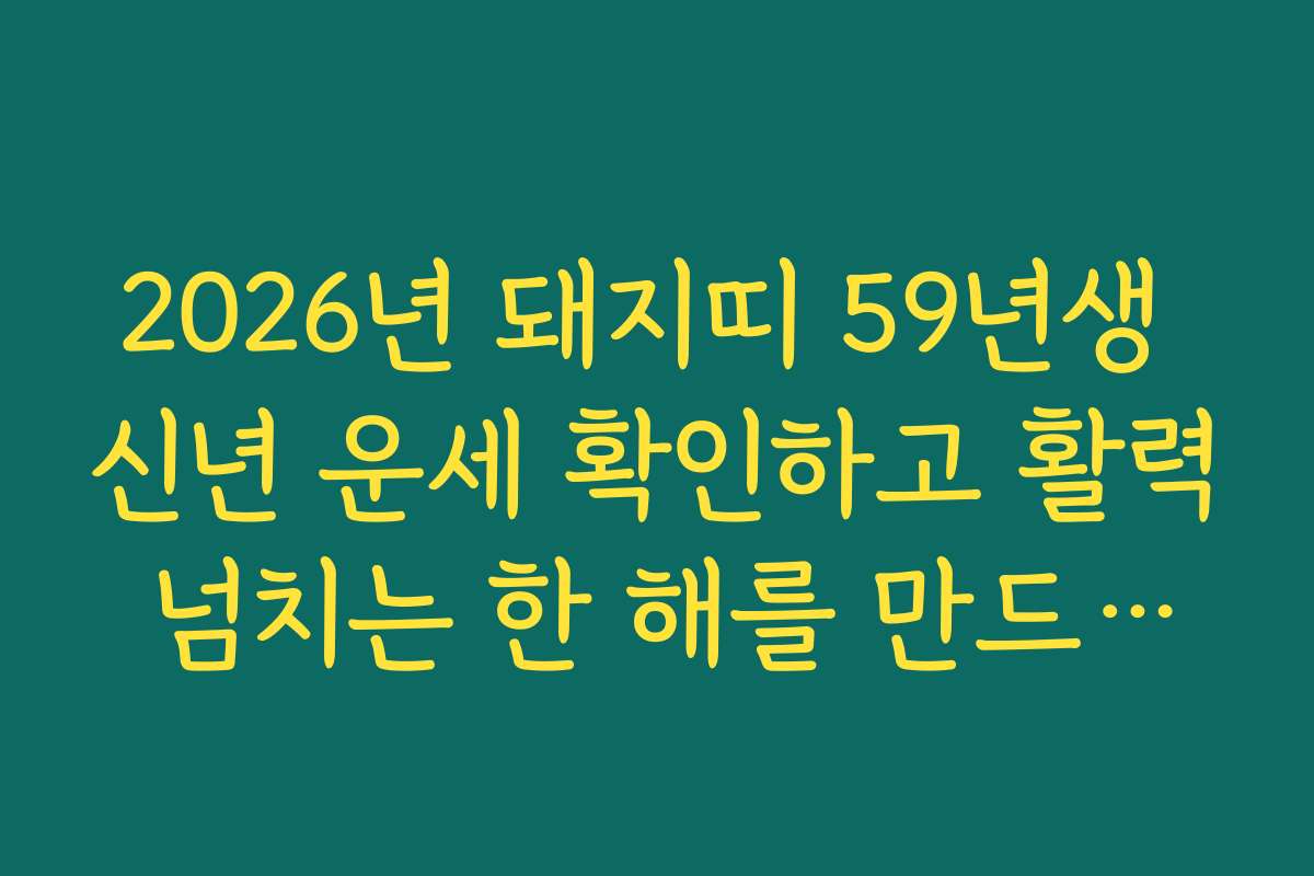 2026년 돼지띠 59년생 신년 운세 확인하고 활력 넘치는 한 해를 만드세요
