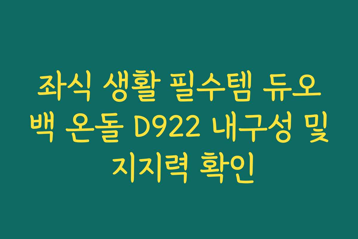 좌식 생활 필수템 듀오백 온돌 D922 내구성 및 지지력 확인