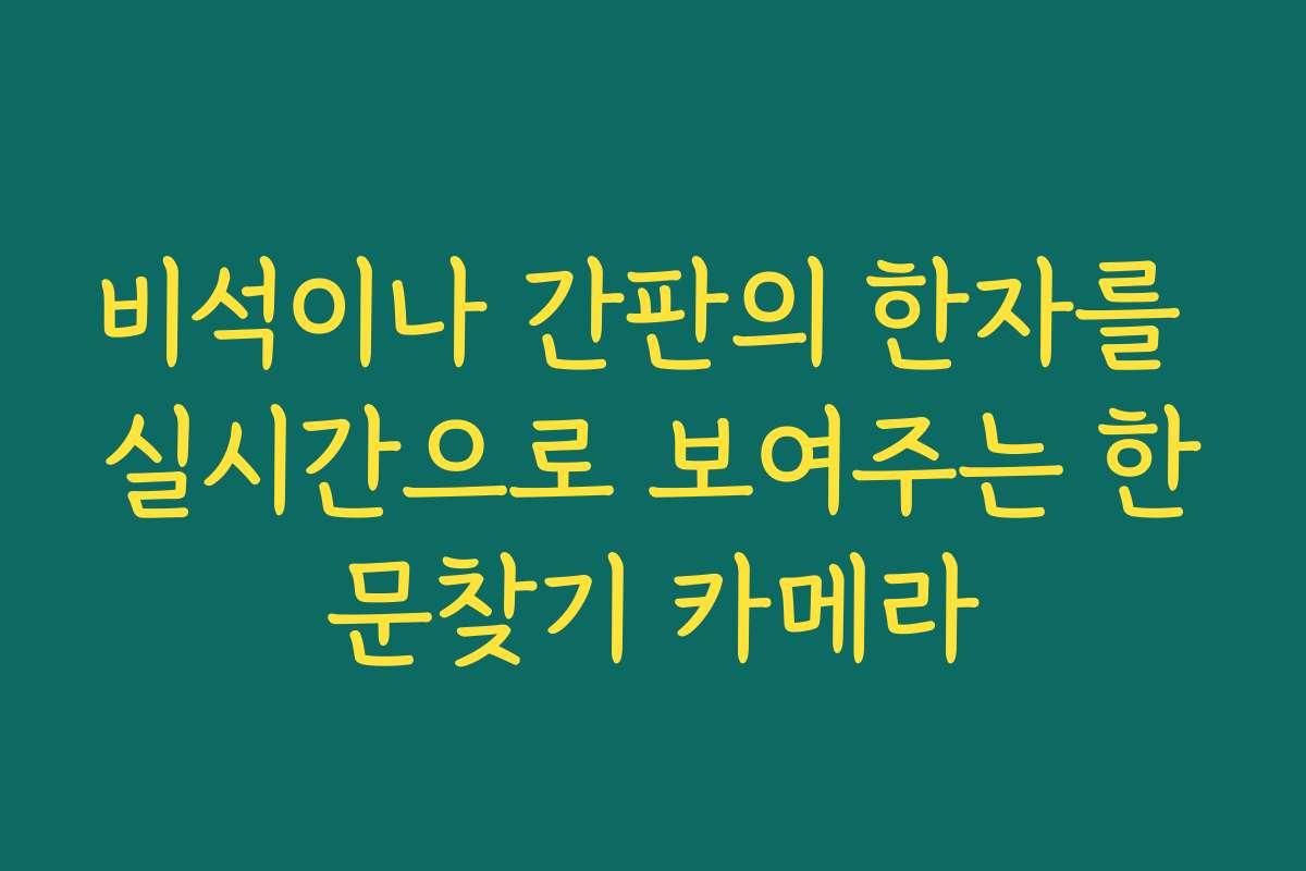 비석이나 간판의 한자를 실시간으로 보여주는 한문찾기 카메라