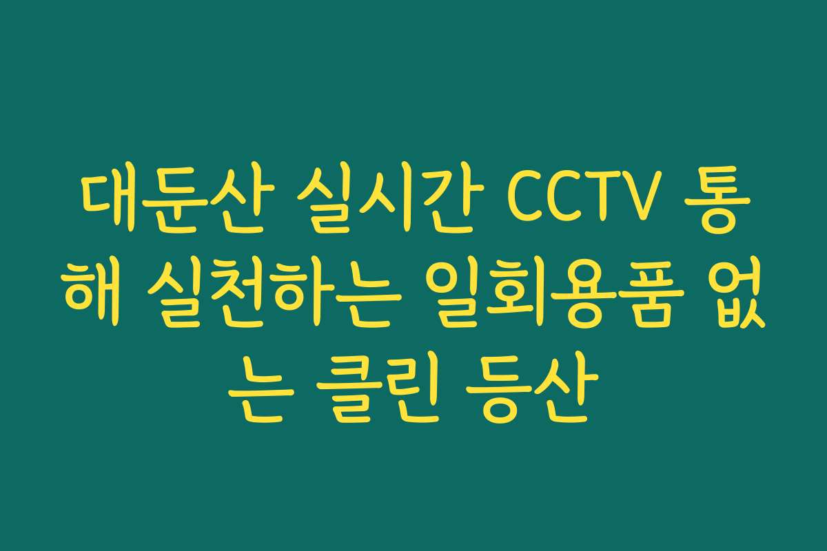 대둔산 실시간 CCTV 통해 실천하는 일회용품 없는 클린 등산