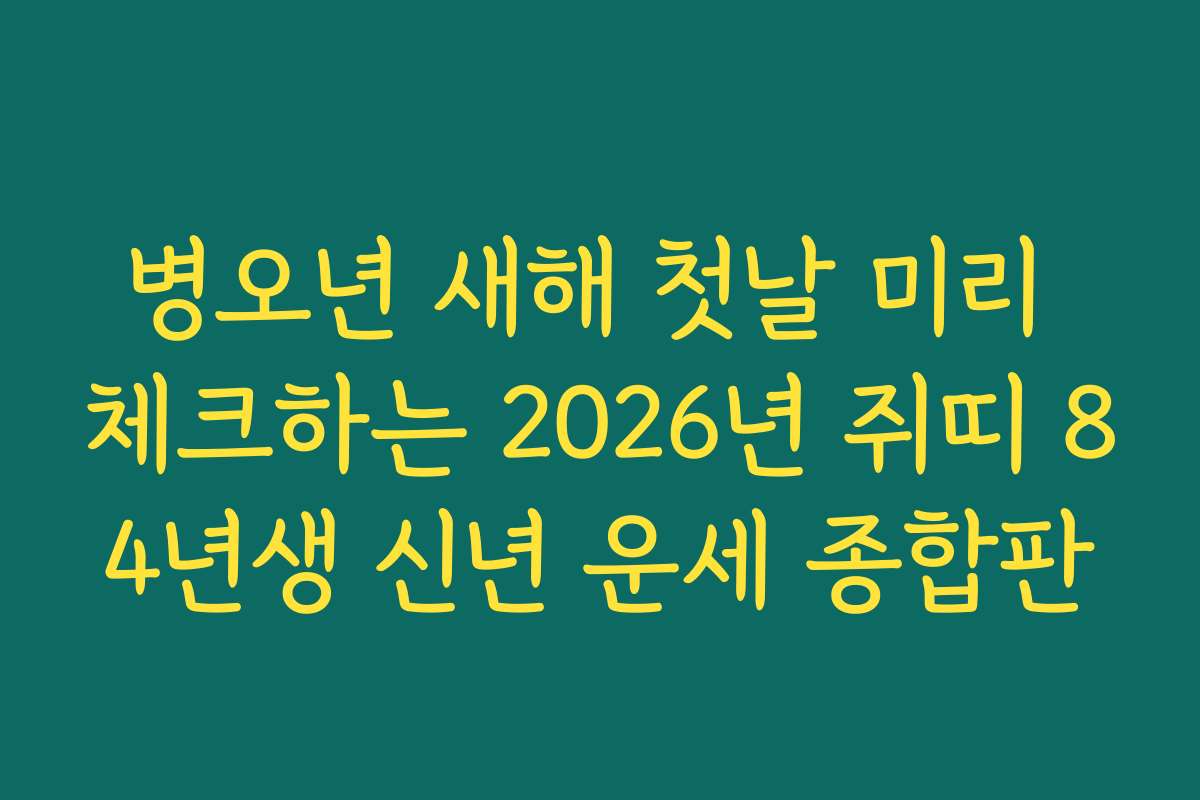 병오년 새해 첫날 미리 체크하는 2026년 쥐띠 84년생 신년 운세 종합판