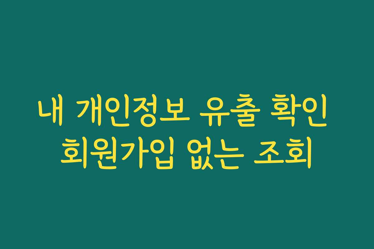 내 개인정보 유출 확인 회원가입 없는 조회