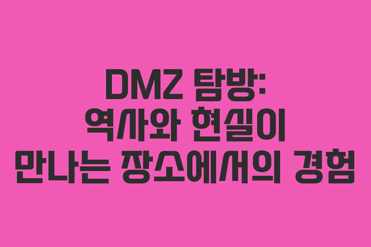 DMZ 탐방: 역사와 현실이 만나는 장소에서의 경험