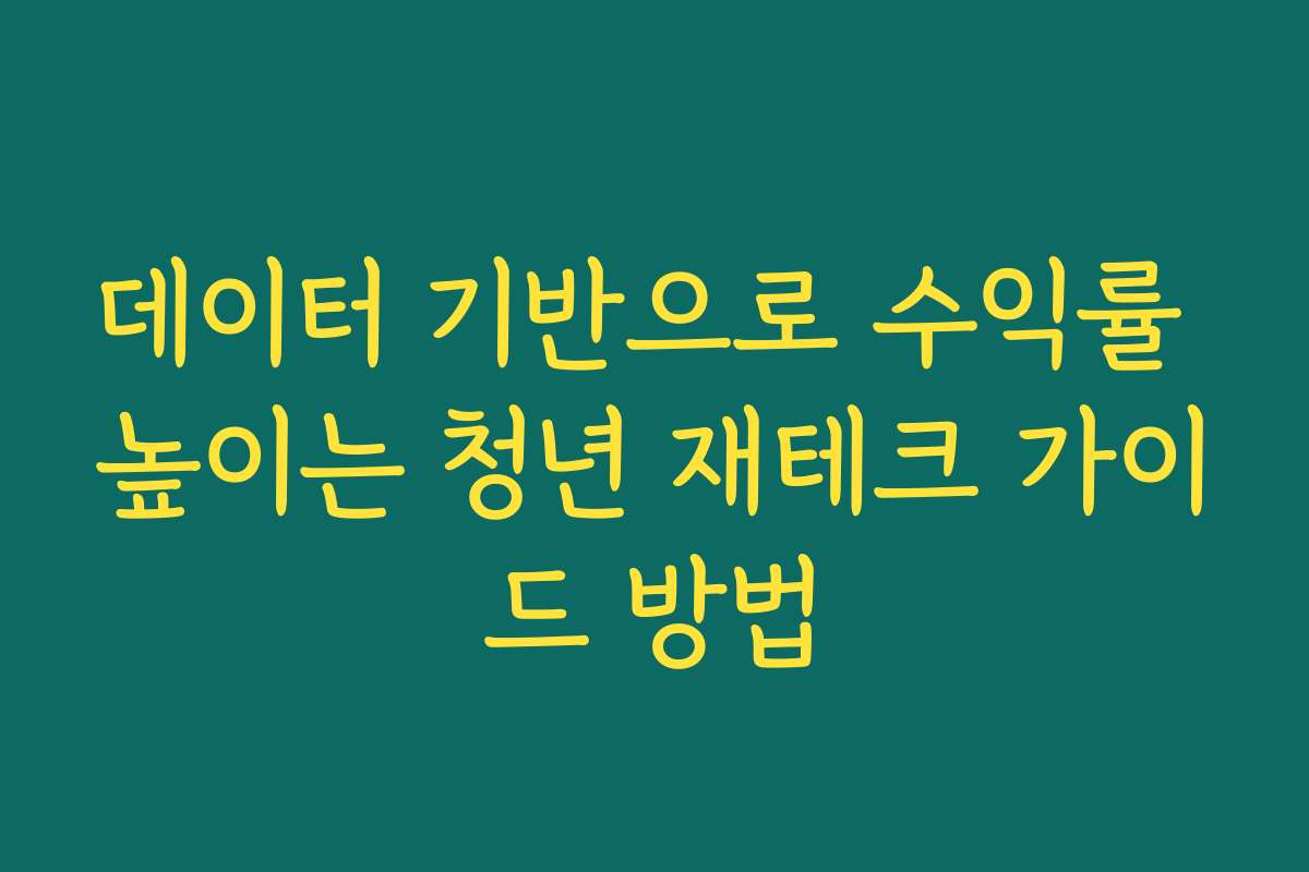 데이터 기반으로 수익률 높이는 청년 재테크 가이드 방법