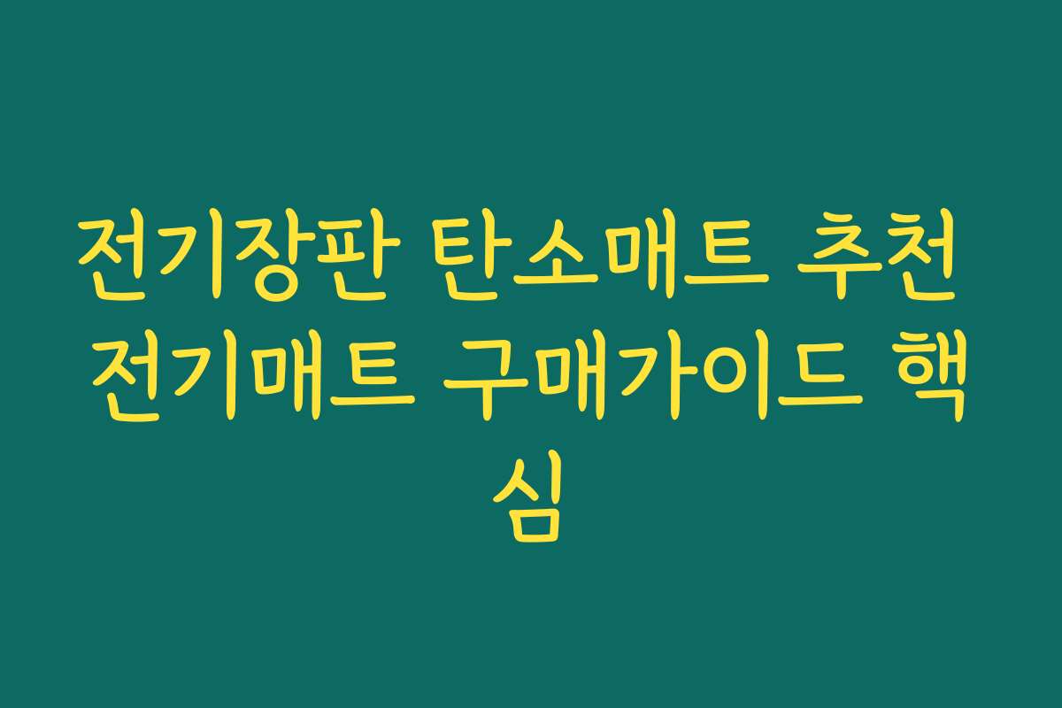 전기장판 탄소매트 추천 전기매트 구매가이드 핵심