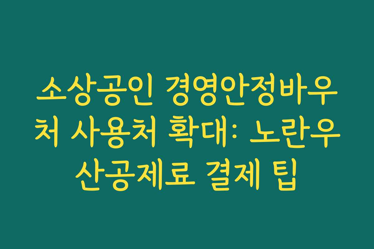 소상공인 경영안정바우처 사용처 확대: 노란우산공제료 결제 팁