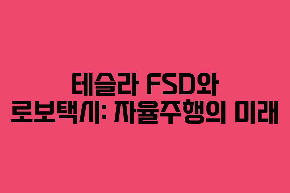 테슬라 FSD와 로보택시: 자율주행의 미래