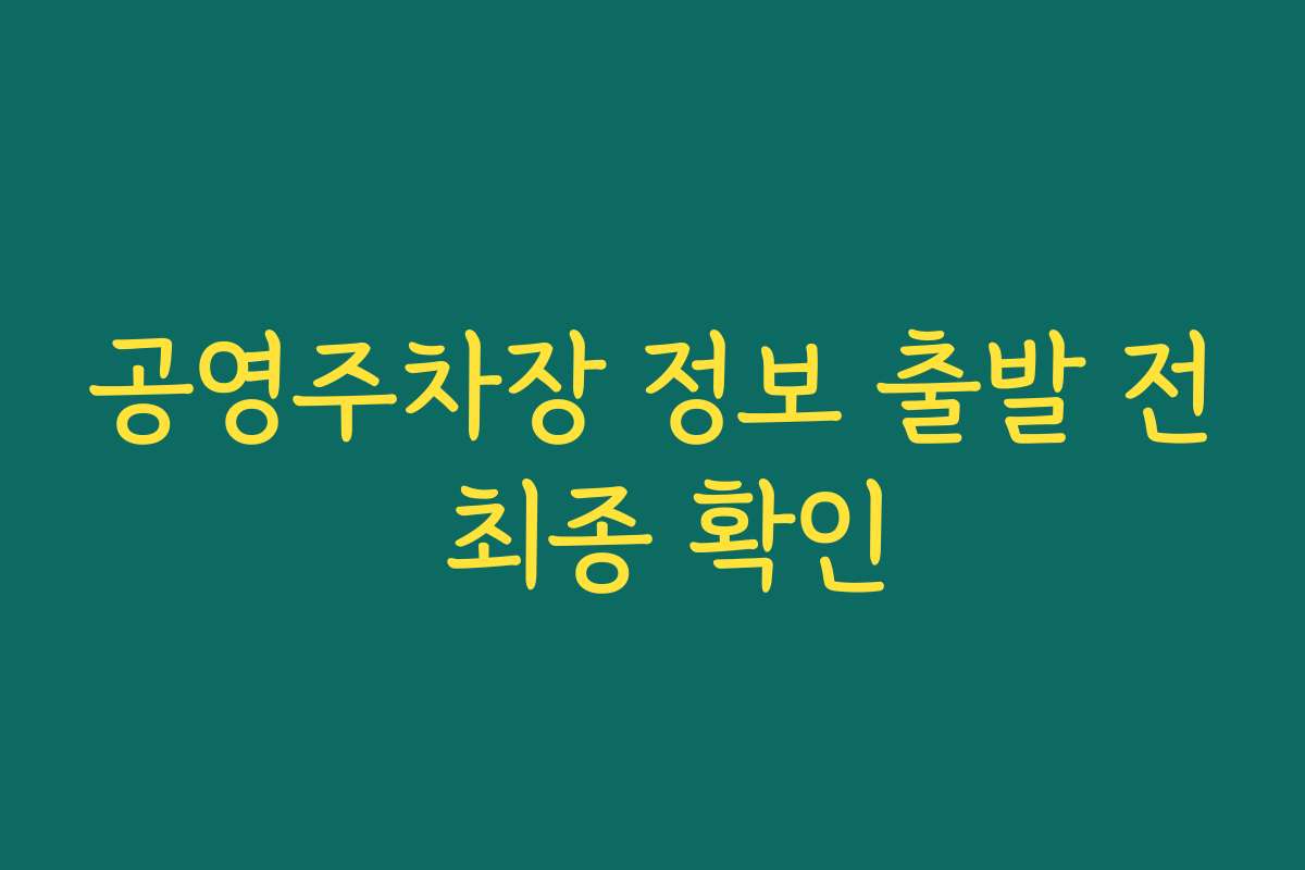 공영주차장 정보 출발 전 최종 확인