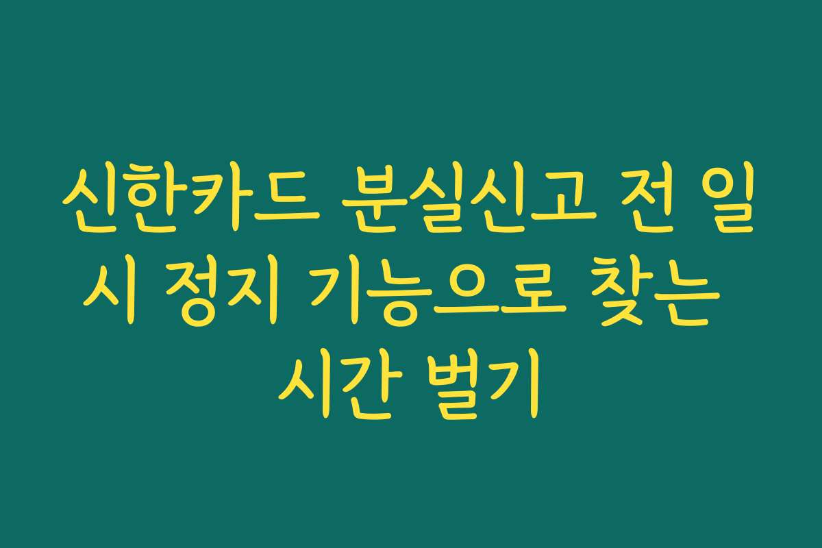 신한카드 분실신고 전 일시 정지 기능으로 찾는 시간 벌기