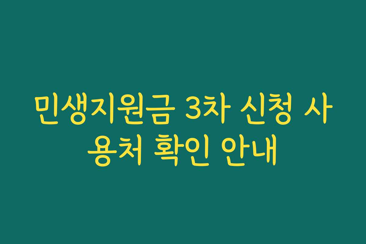 민생지원금 3차 신청 사용처 확인 안내