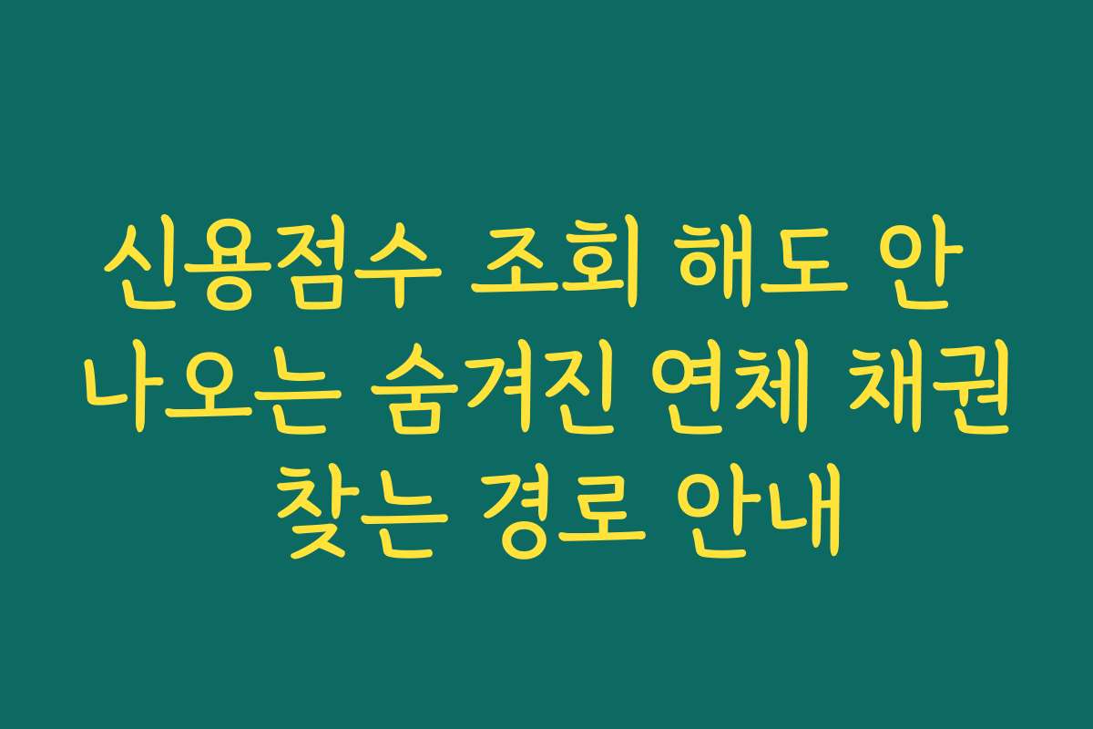 신용점수 조회 해도 안 나오는 숨겨진 연체 채권 찾는 경로 안내