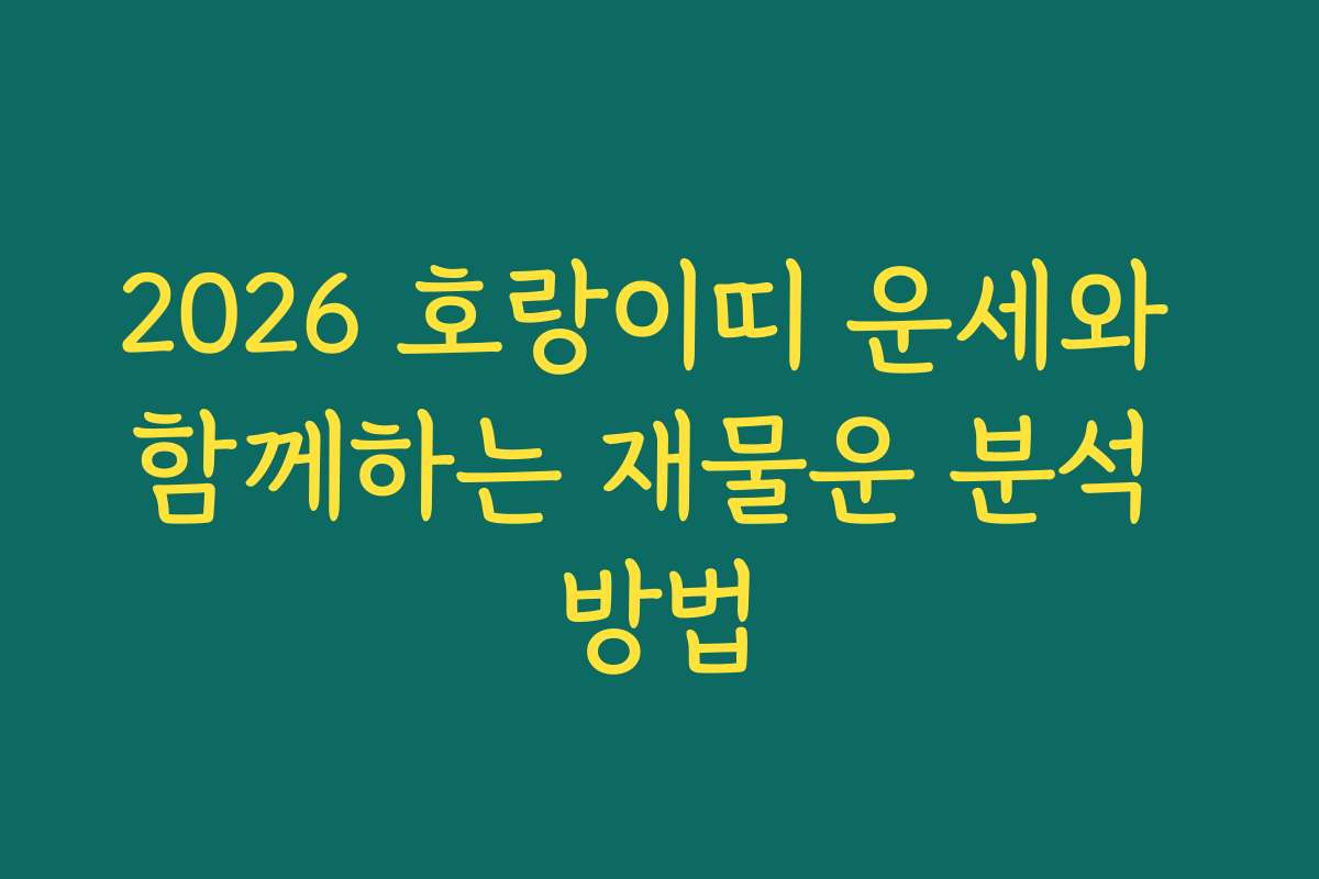 2026 호랑이띠 운세와 함께하는 재물운 분석 방법