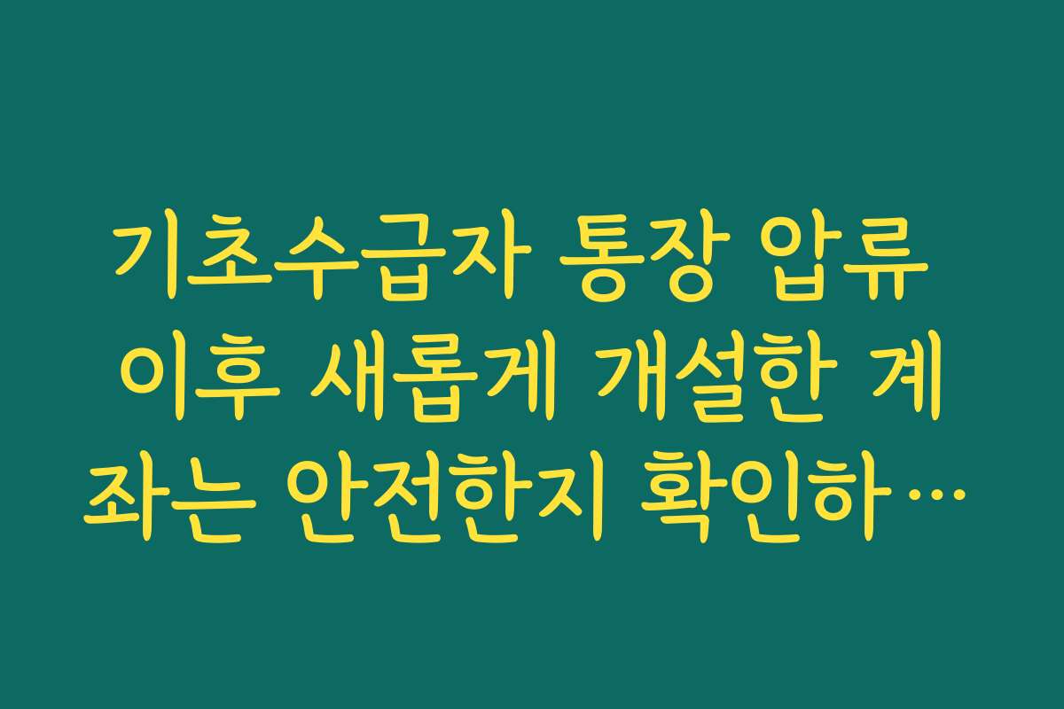 기초수급자 통장 압류 이후 새롭게 개설한 계좌는 안전한지 확인하는 법