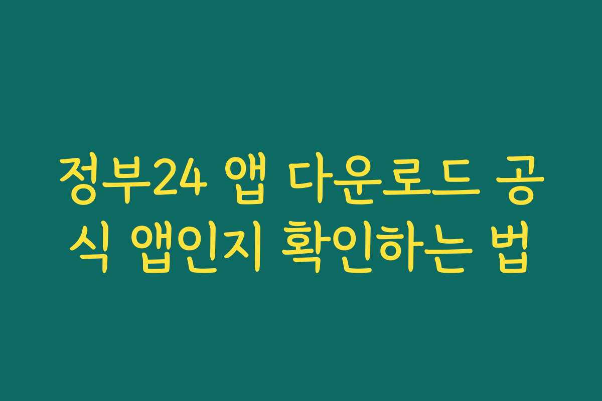 정부24 앱 다운로드 공식 앱인지 확인하는 법
