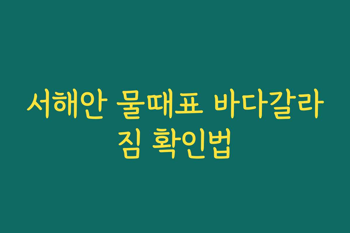 서해안 물때표 바다갈라짐 확인법
