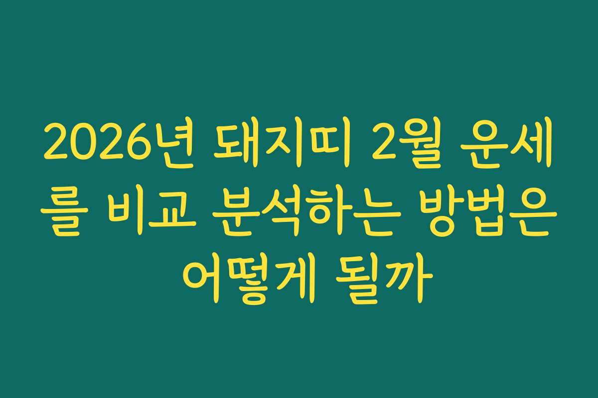 2026년 돼지띠 2월 운세를 비교 분석하는 방법은 어떻게 될까