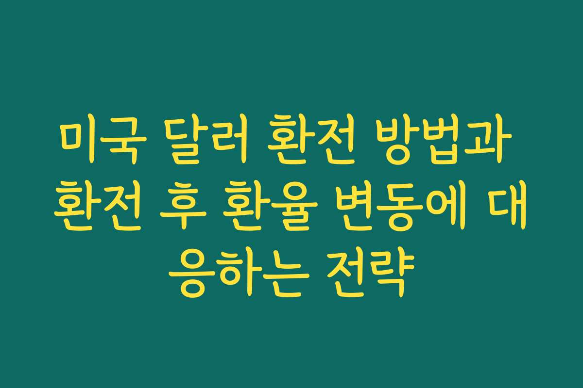 미국 달러 환전 방법과 환전 후 환율 변동에 대응하는 전략