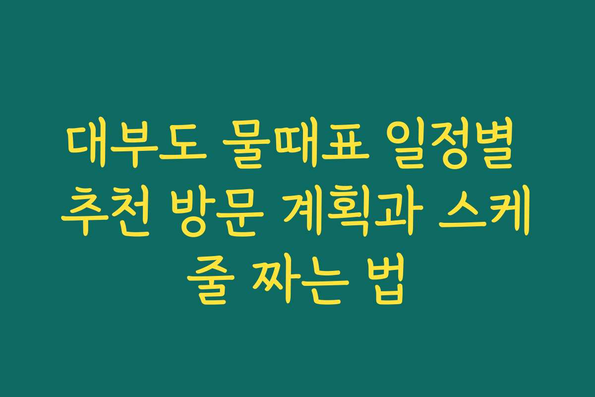 대부도 물때표 일정별 추천 방문 계획과 스케줄 짜는 법
