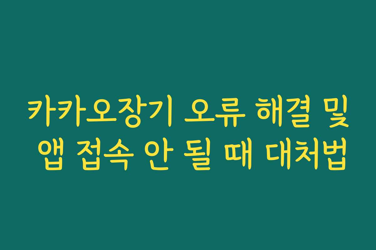 카카오장기 오류 해결 및 앱 접속 안 될 때 대처법