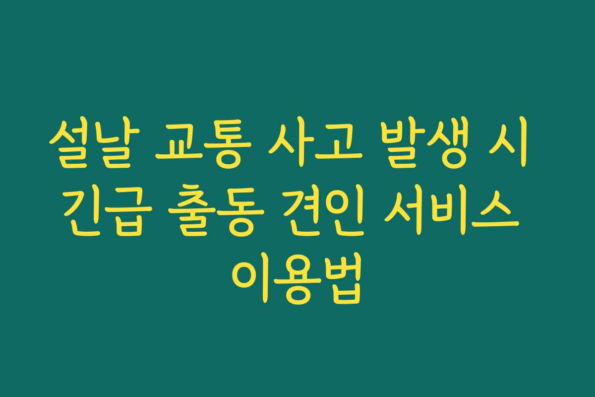 설날 교통 사고 발생 시 긴급 출동 견인 서비스 이용법