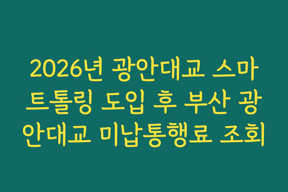 2026년 광안대교 스마트톨링 도입 후 부산 광안대교 미납통행료 조회