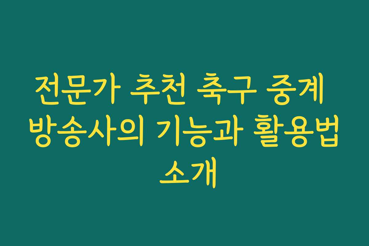 전문가 추천 축구 중계 방송사의 기능과 활용법 소개