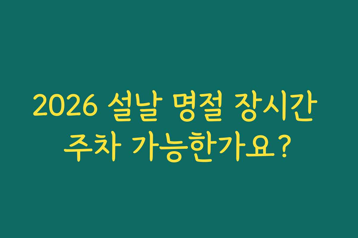 2026 설날 명절 장시간 주차 가능한가요?