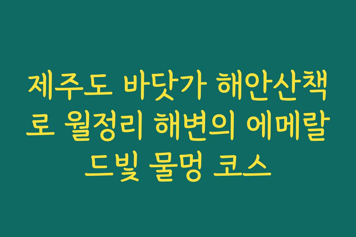 제주도 바닷가 해안산책로 월정리 해변의 에메랄드빛 물멍 코스