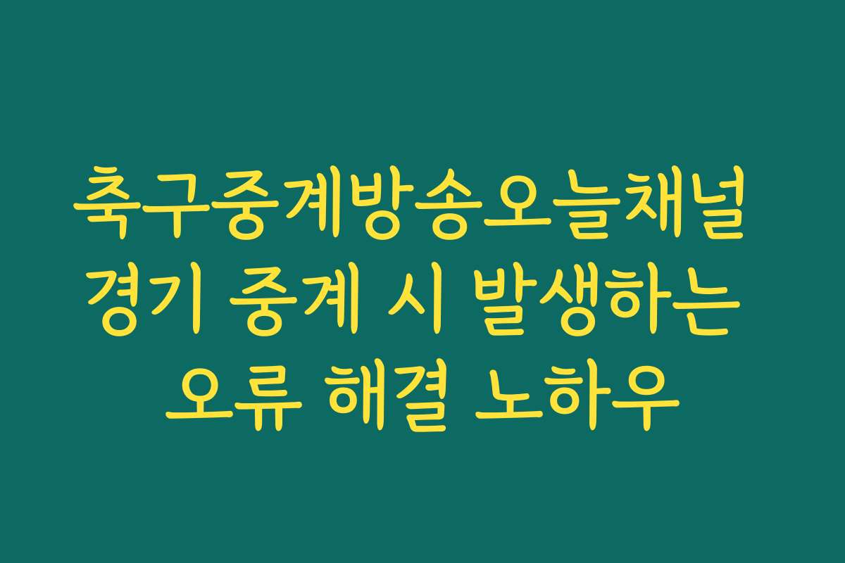 축구중계방송오늘채널 경기 중계 시 발생하는 오류 해결 노하우