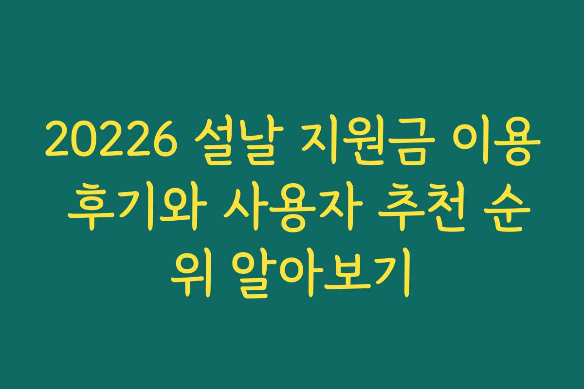 20226 설날 지원금 이용 후기와 사용자 추천 순위 알아보기