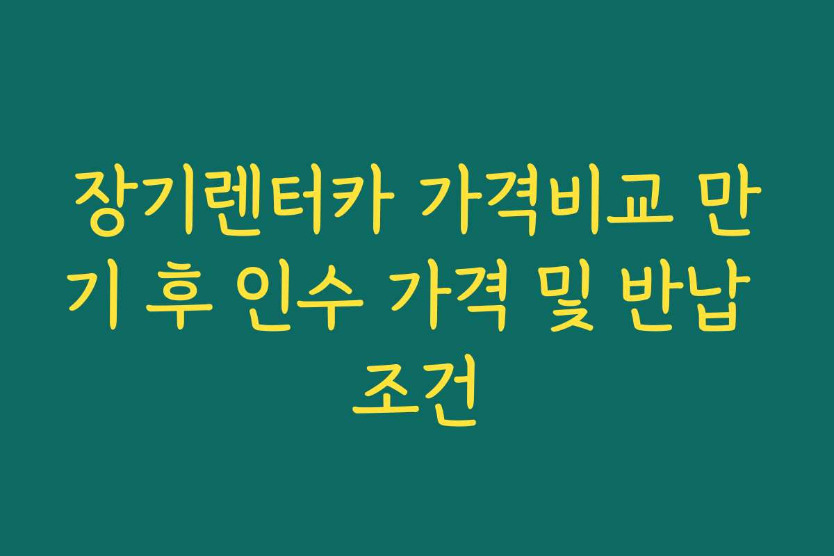장기렌터카 가격비교 만기 후 인수 가격 및 반납 조건