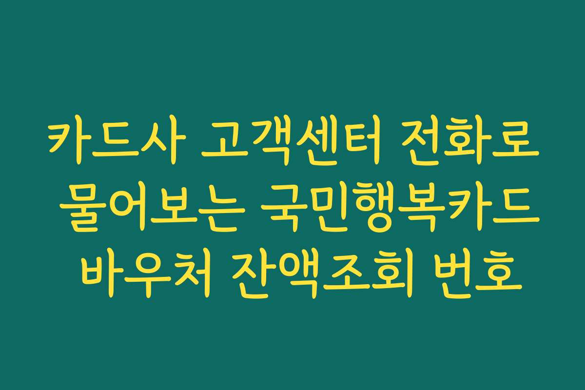 카드사 고객센터 전화로 물어보는 국민행복카드 바우처 잔액조회 번호