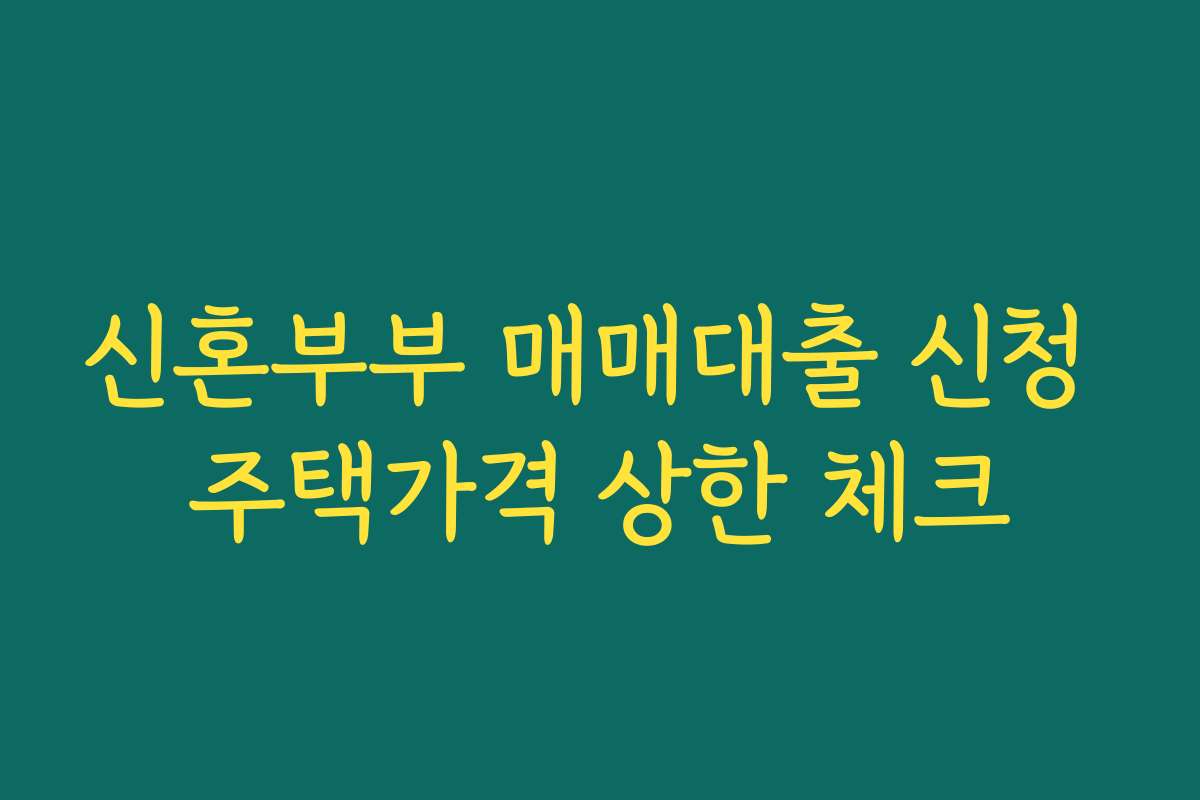 신혼부부 매매대출 신청 주택가격 상한 체크