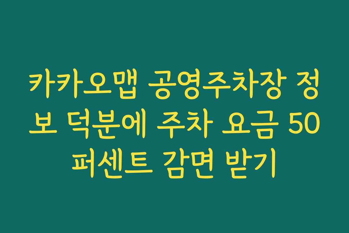 카카오맵 공영주차장 정보 덕분에 주차 요금 50퍼센트 감면 받기