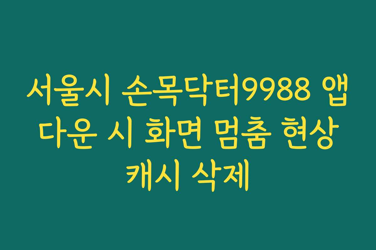 서울시 손목닥터9988 앱 다운 시 화면 멈춤 현상 캐시 삭제