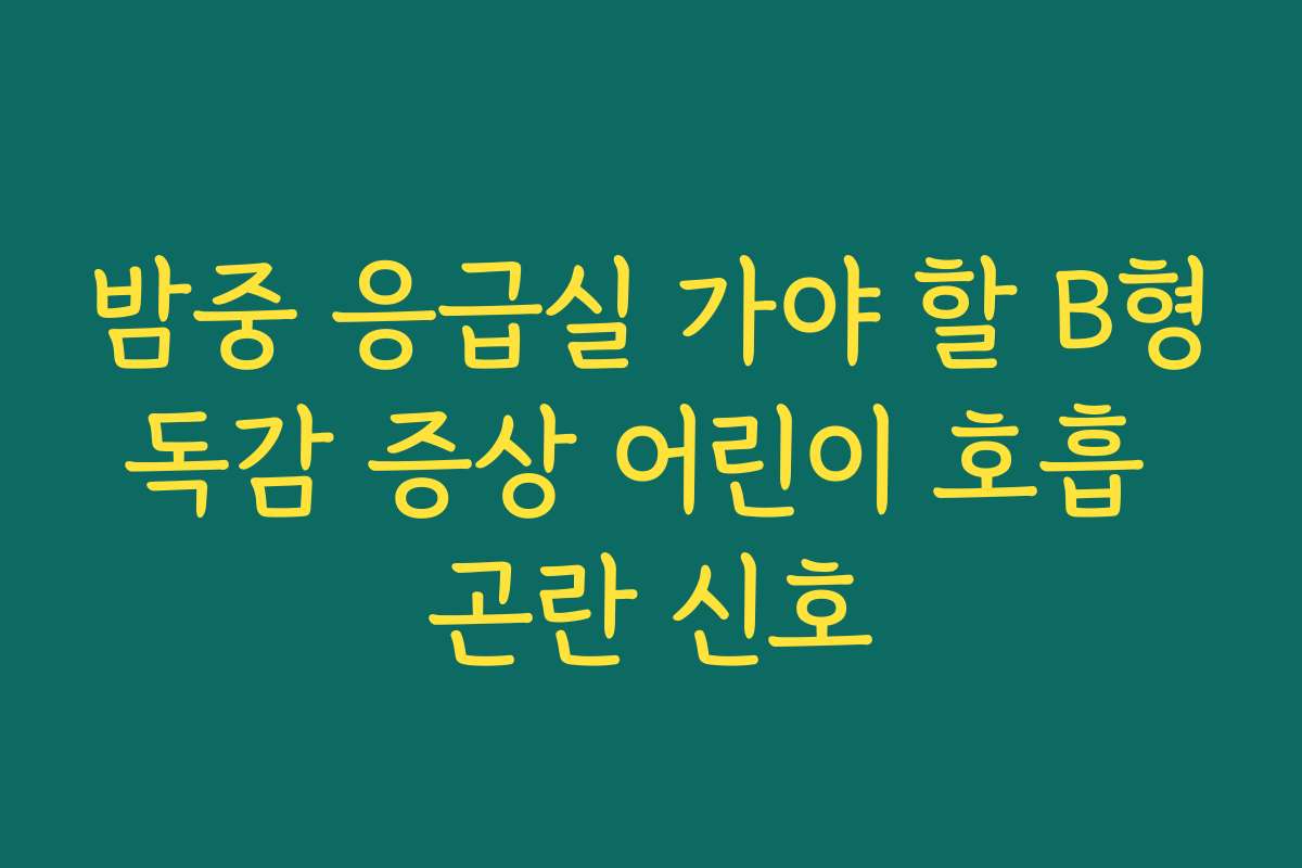 밤중 응급실 가야 할 B형독감 증상 어린이 호흡 곤란 신호