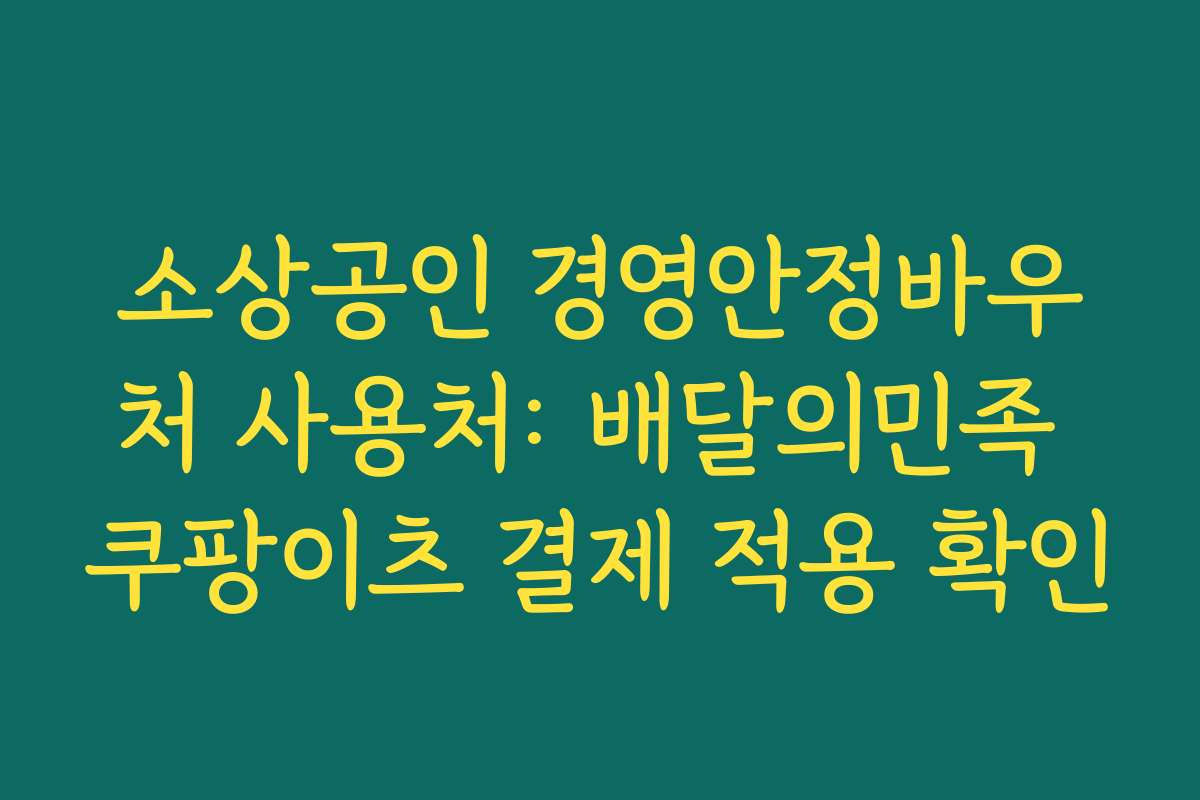 소상공인 경영안정바우처 사용처: 배달의민족 쿠팡이츠 결제 적용 확인
