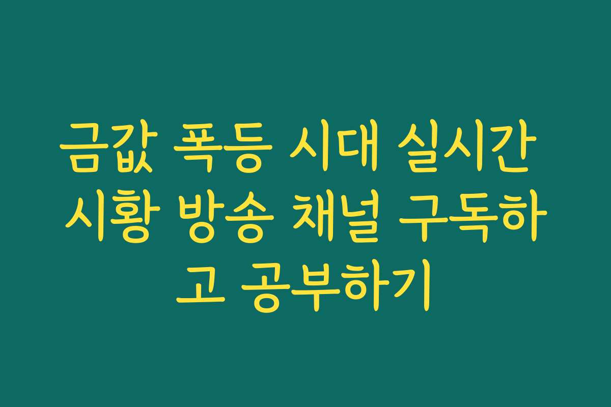 금값 폭등 시대 실시간 시황 방송 채널 구독하고 공부하기