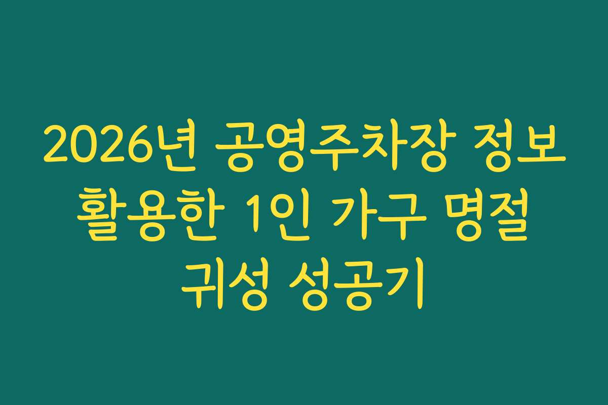2026년 공영주차장 정보 활용한 1인 가구 명절 귀성 성공기
