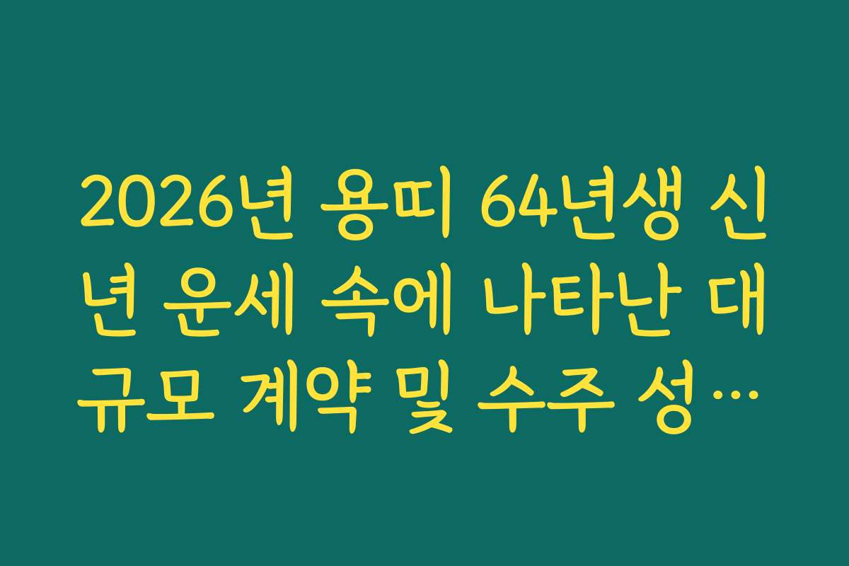 2026년 용띠 64년생 신년 운세 속에 나타난 대규모 계약 및 수주 성공운