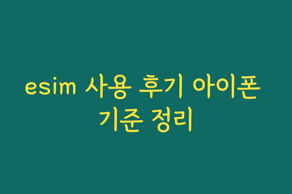 esim 사용 후기 아이폰 기준 정리