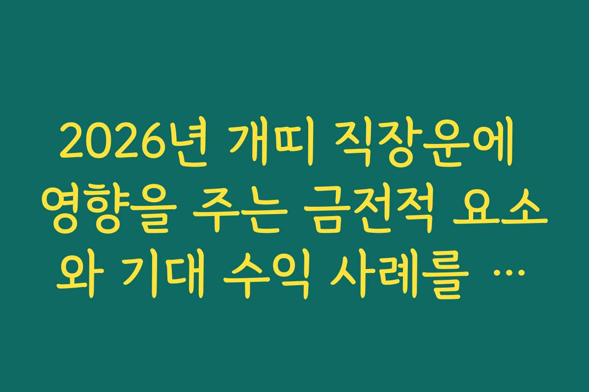 2026년 개띠 직장운에 영향을 주는 금전적 요소와 기대 수익 사례를 살펴보세요