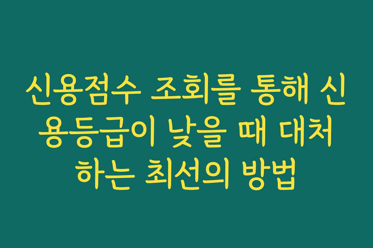 신용점수 조회를 통해 신용등급이 낮을 때 대처하는 최선의 방법