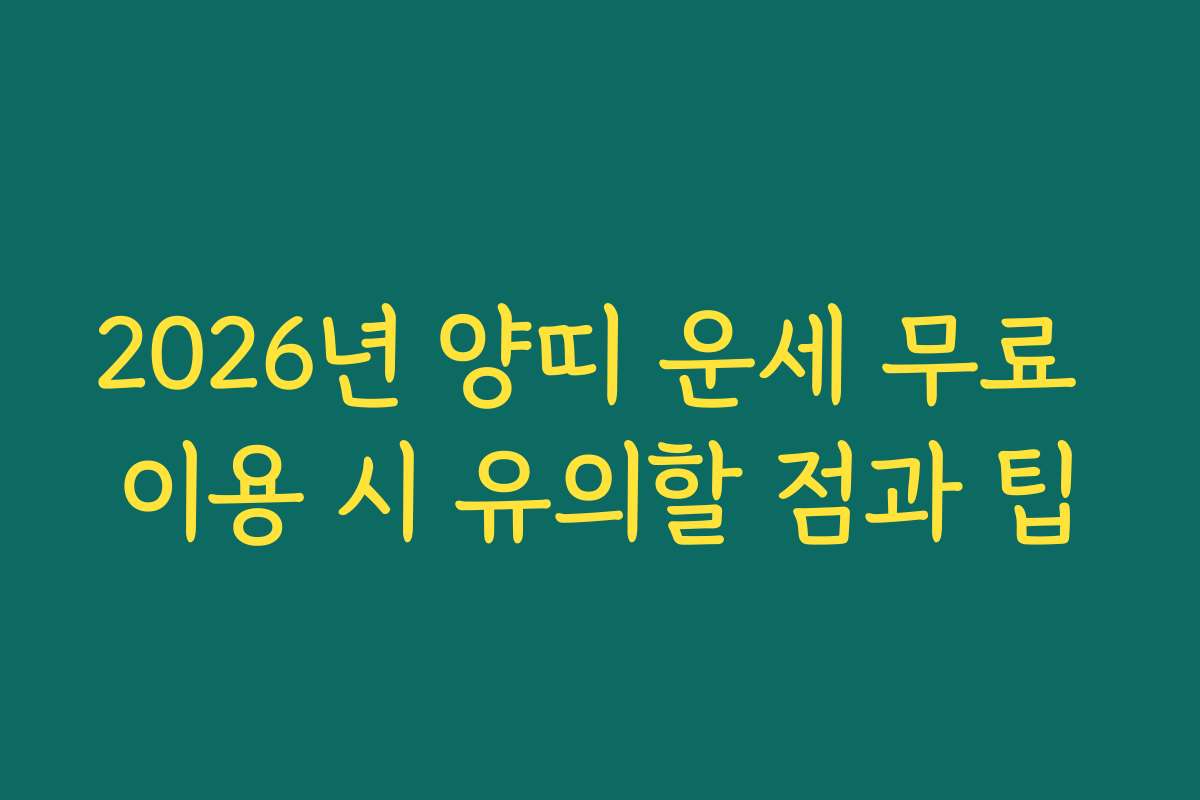 2026년 양띠 운세 무료 이용 시 유의할 점과 팁